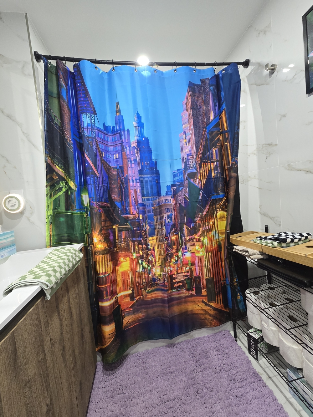 Cityscape Fabric Shower Curtain - Home Bath (Only The Curtain)